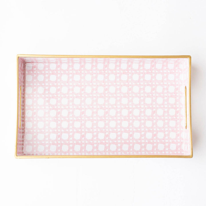 Pink Cane Vanity Tray-Trays-LNH Edit