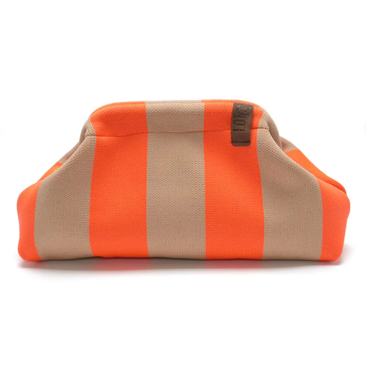 TAN &amp; ORANGE Stripe Clutch Bag