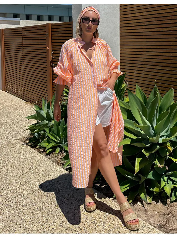 PRE ORDER Orange Stripe Summer Dress