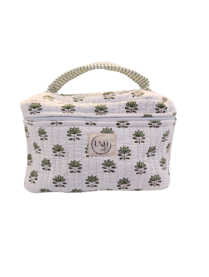 Clover Green Cosmetic Bag- Large Top Zipper