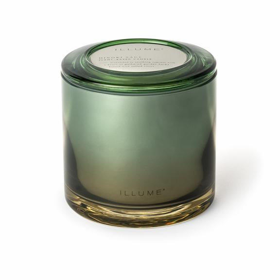 Hinoki Sage Statement Glass Candle, Green,-Scented Candles-LNH Edit