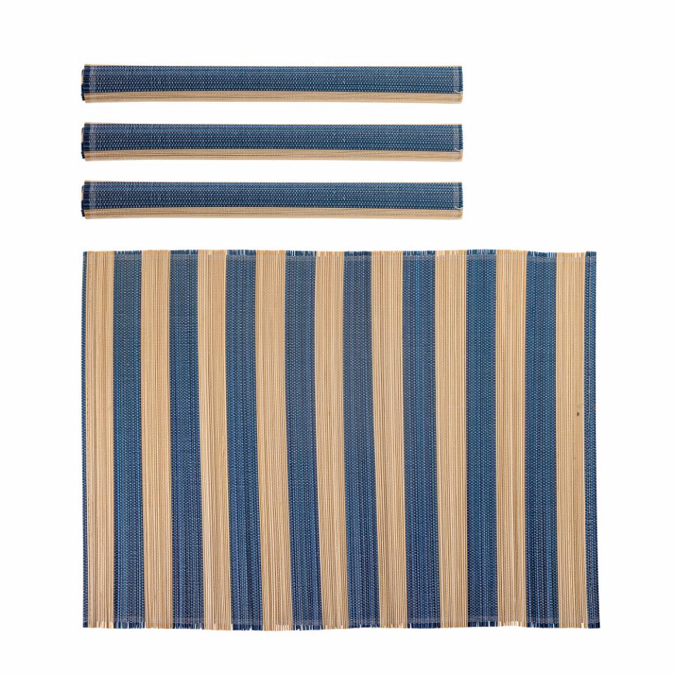 Blue, Bamboo placemat set of 4-Placemats-LNH Edit