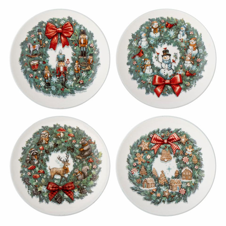 Set of 4 small Jolly Wreath Plates