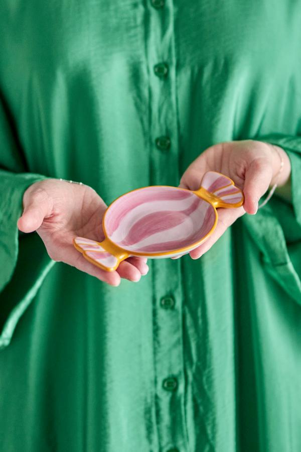 Pink stripe Sweetie small serving plate