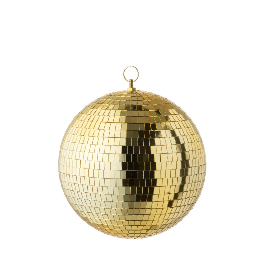 Gold mirror disco ball, 25cm, reflective festive decoration.
