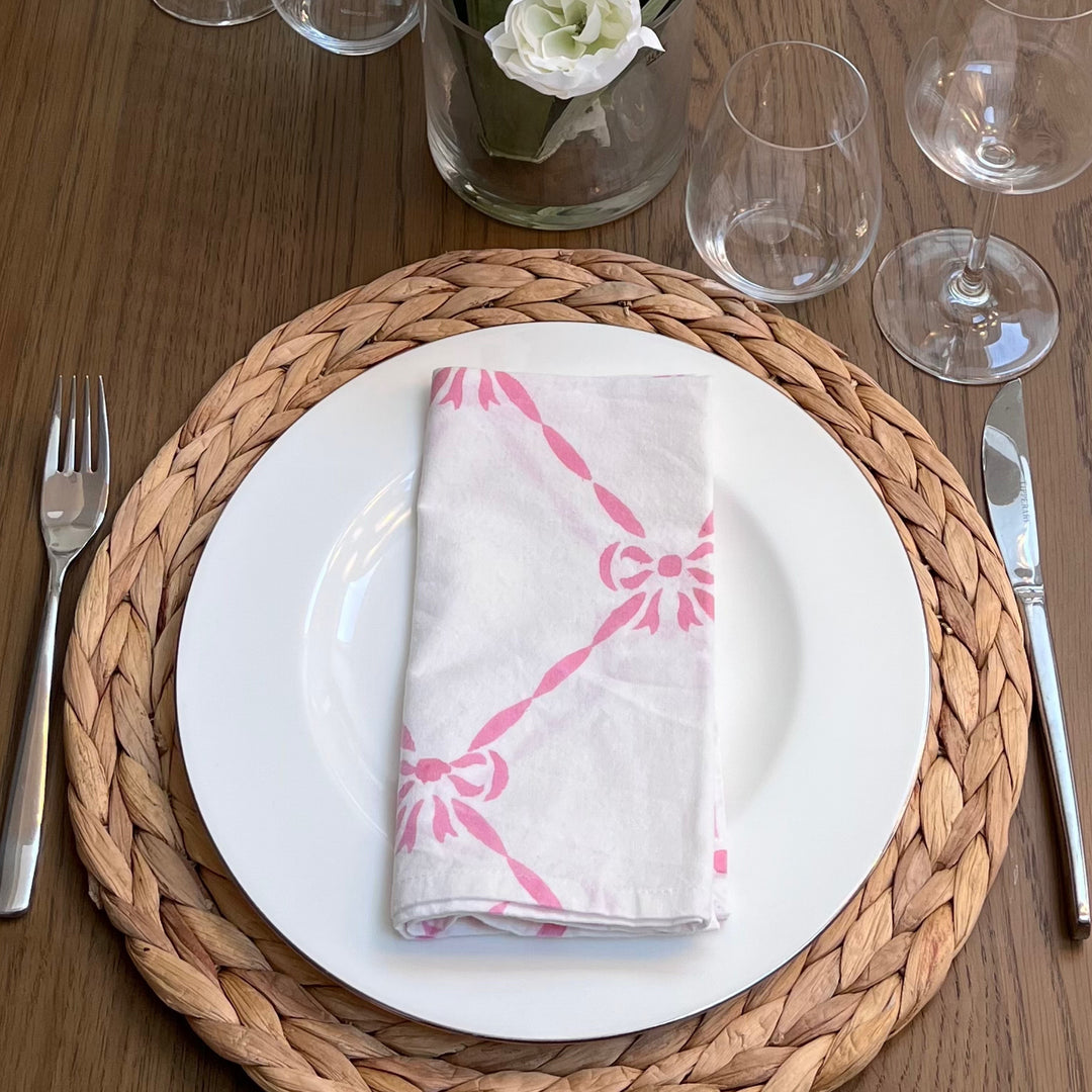 Elizabeth Pink Bow Napkin, Set of 4-Napkin Rings-LNH Edit