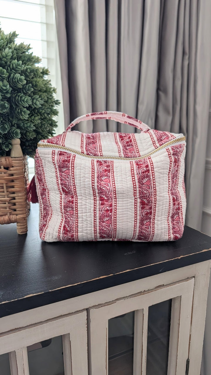 Rose Pink Cosmetic Bag- Large Top Zipper