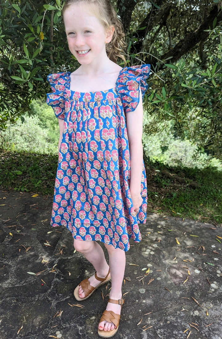 Jodie Frill Little Dress Blue/Pink-Children’s Dresses-LNH Edit