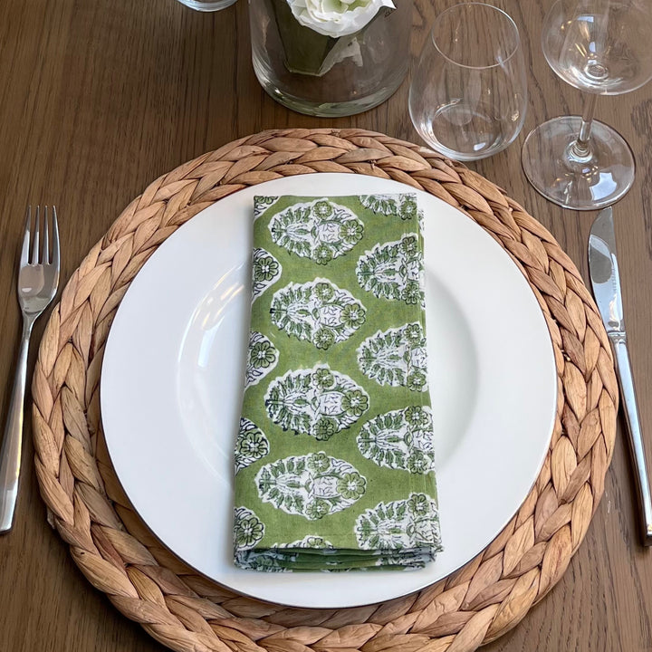 Pia Green Napkin, Set of 4-Napkins-LNH Edit