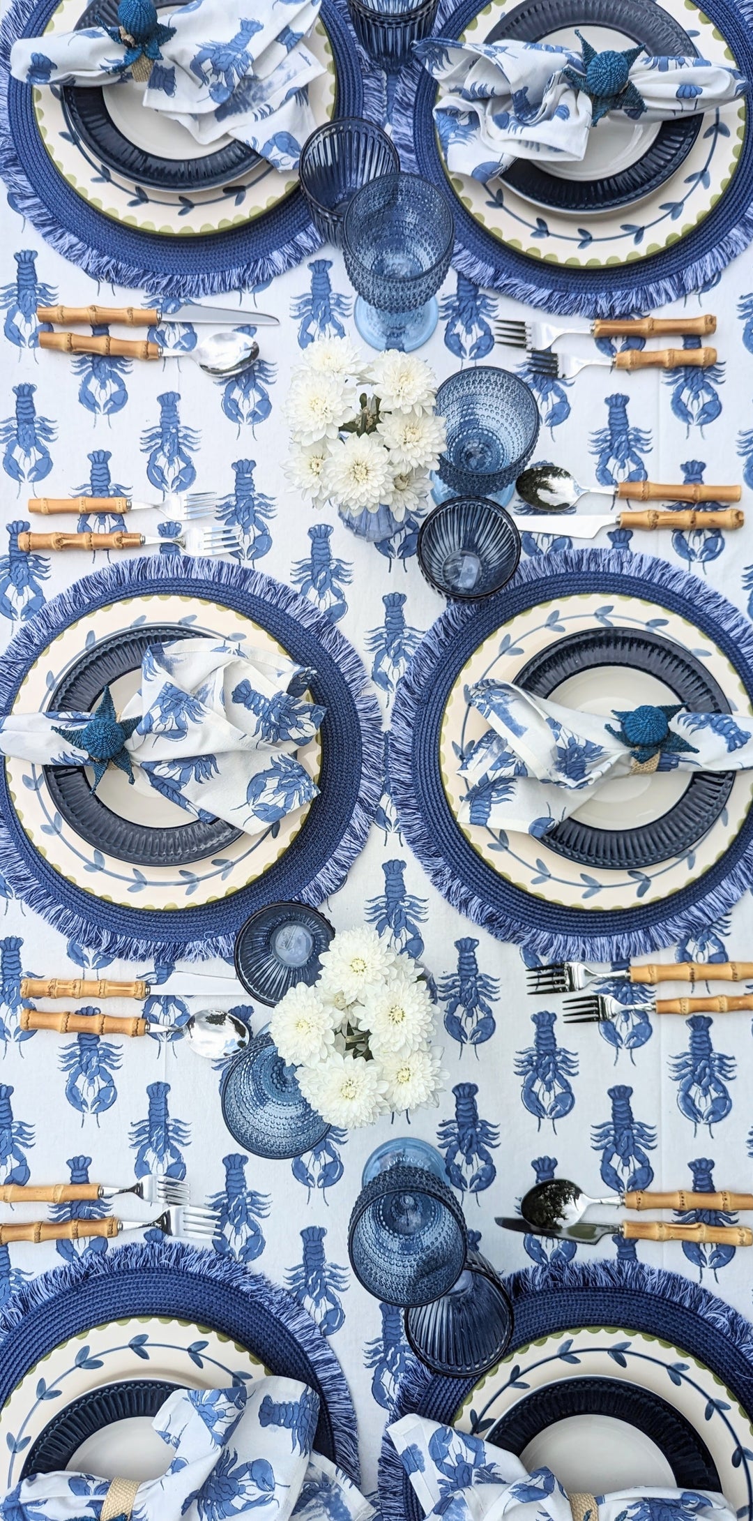 Midnight Blue Round Fringed Placemats-Placemats-LNH Edit