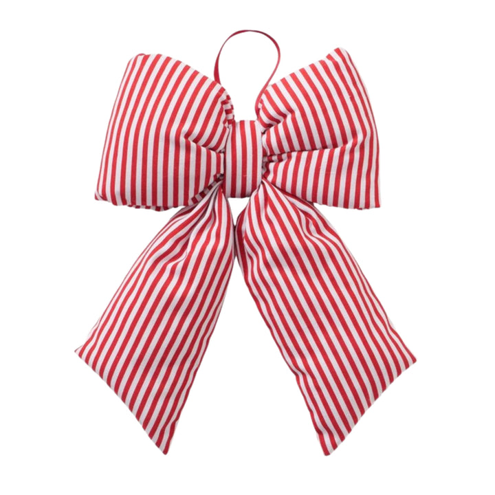 Medium red and white striped cotton bow decoration from LNH Edit.