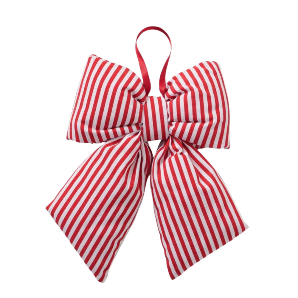 Small red and white striped cotton bow decoration from LNH Edit.