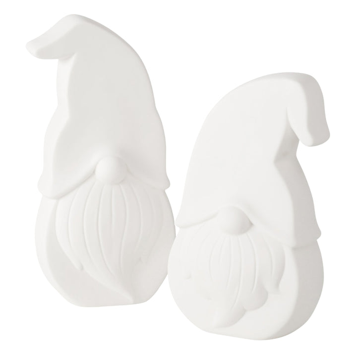 Set of two white LED ceramic gnomes with warm light glow from LNH Edit
