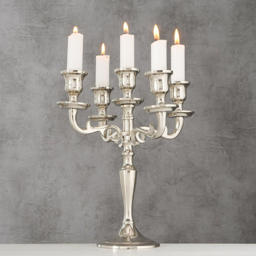 Silver five-arm candle holder from LNH Edit’s Christmas Table collection.
