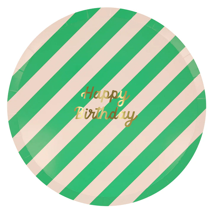 Stried Happy Birthday, Large Paper Plates - Set of 8