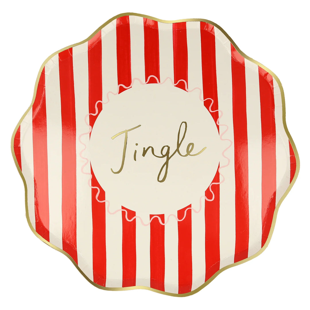 Christmas Striped Paper Plates, Set of 8-Paper Plates-LNH Edit