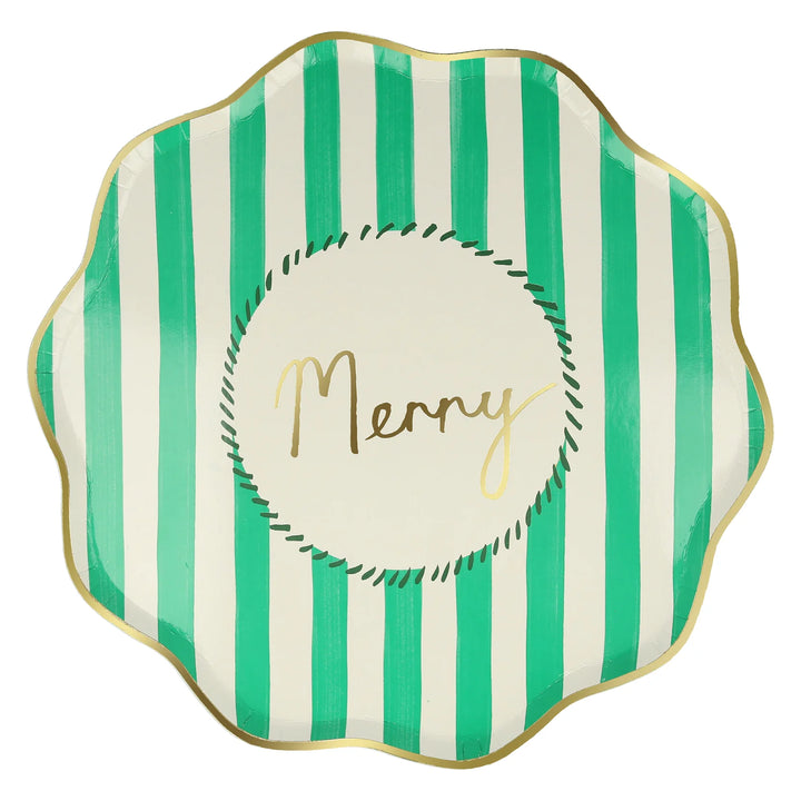 Christmas Striped Paper Plates, Set of 8-Paper Plates-LNH Edit