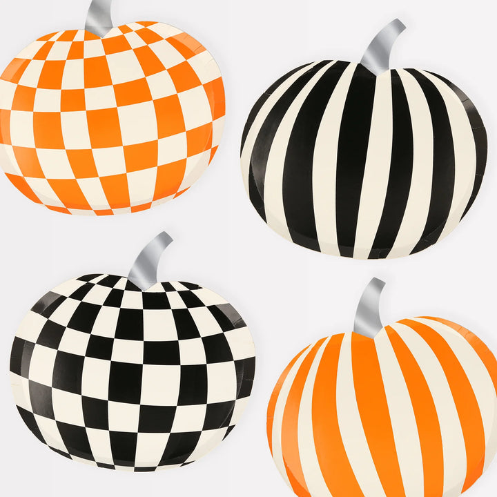 Mod Pattern Pumpkin Plates, 8 per pack-Paper Napkins-LNH Edit