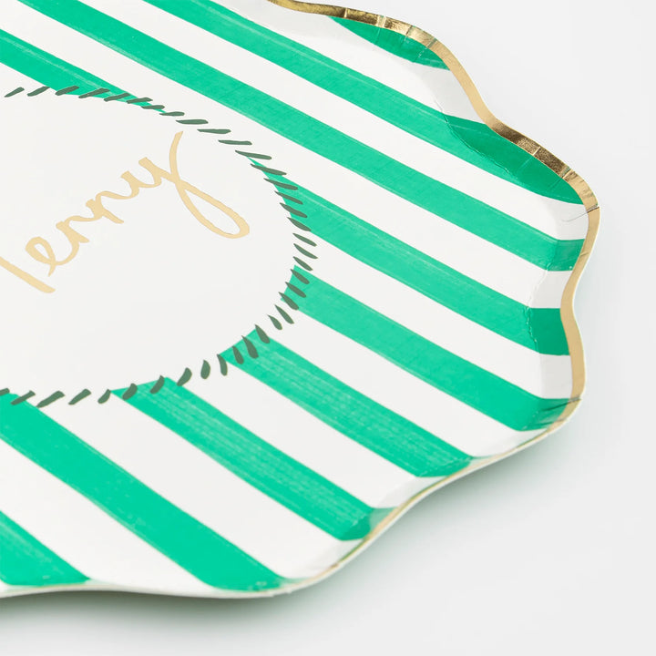 Christmas Striped Paper Plates, Set of 8-Paper Plates-LNH Edit