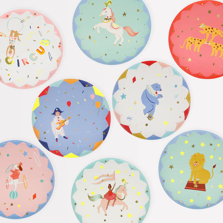 Circus Side Paper Plates, Set of 8