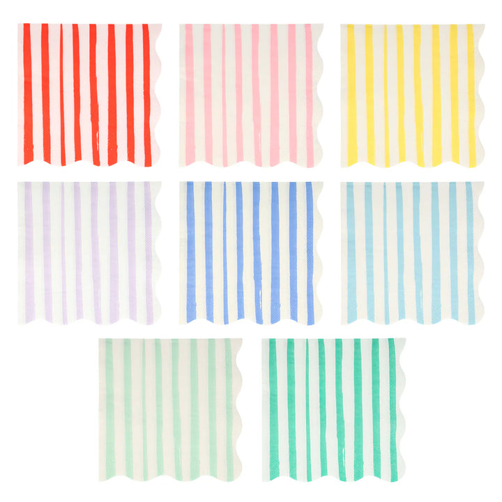 Mixed Stripe Paper Napkins, Set of 16