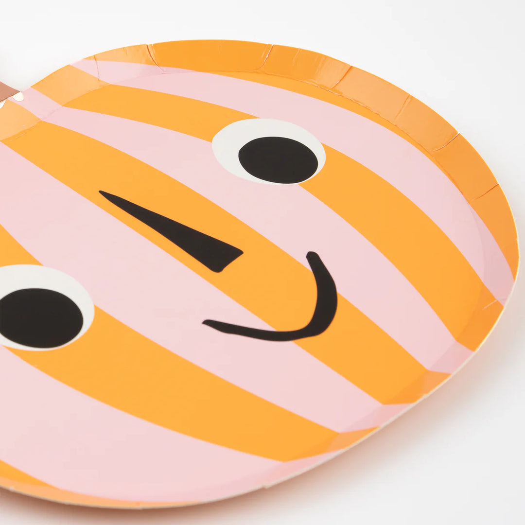 Pink & Orange Stripy Pumpkin Plates