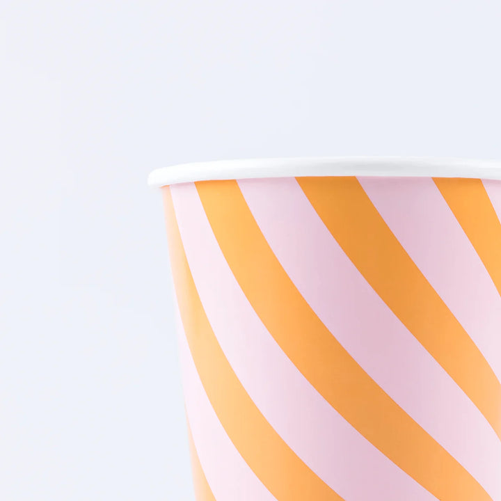 Pink & Orange Stripy Cups