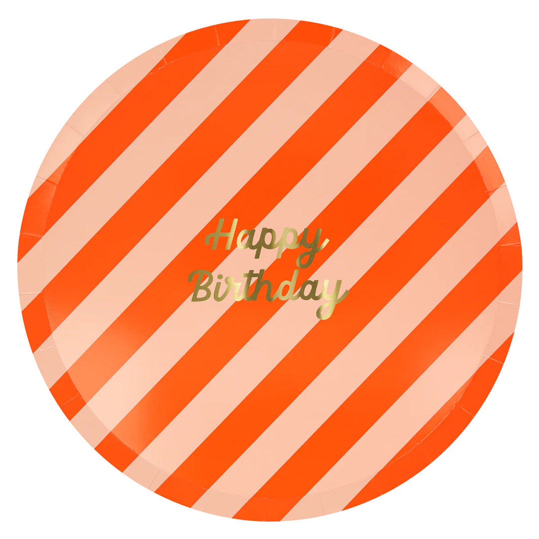 Stried Happy Birthday, Large Paper Plates - Set of 8