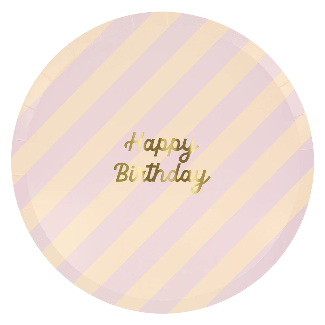 Stried Happy Birthday, Large Paper Plates - Set of 8