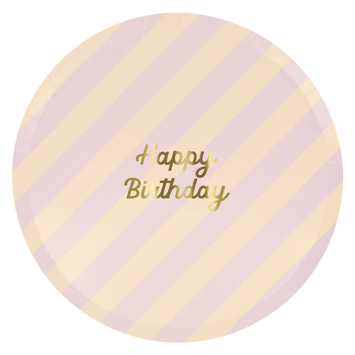 Stried Happy Birthday, Large Paper Plates - Set of 8