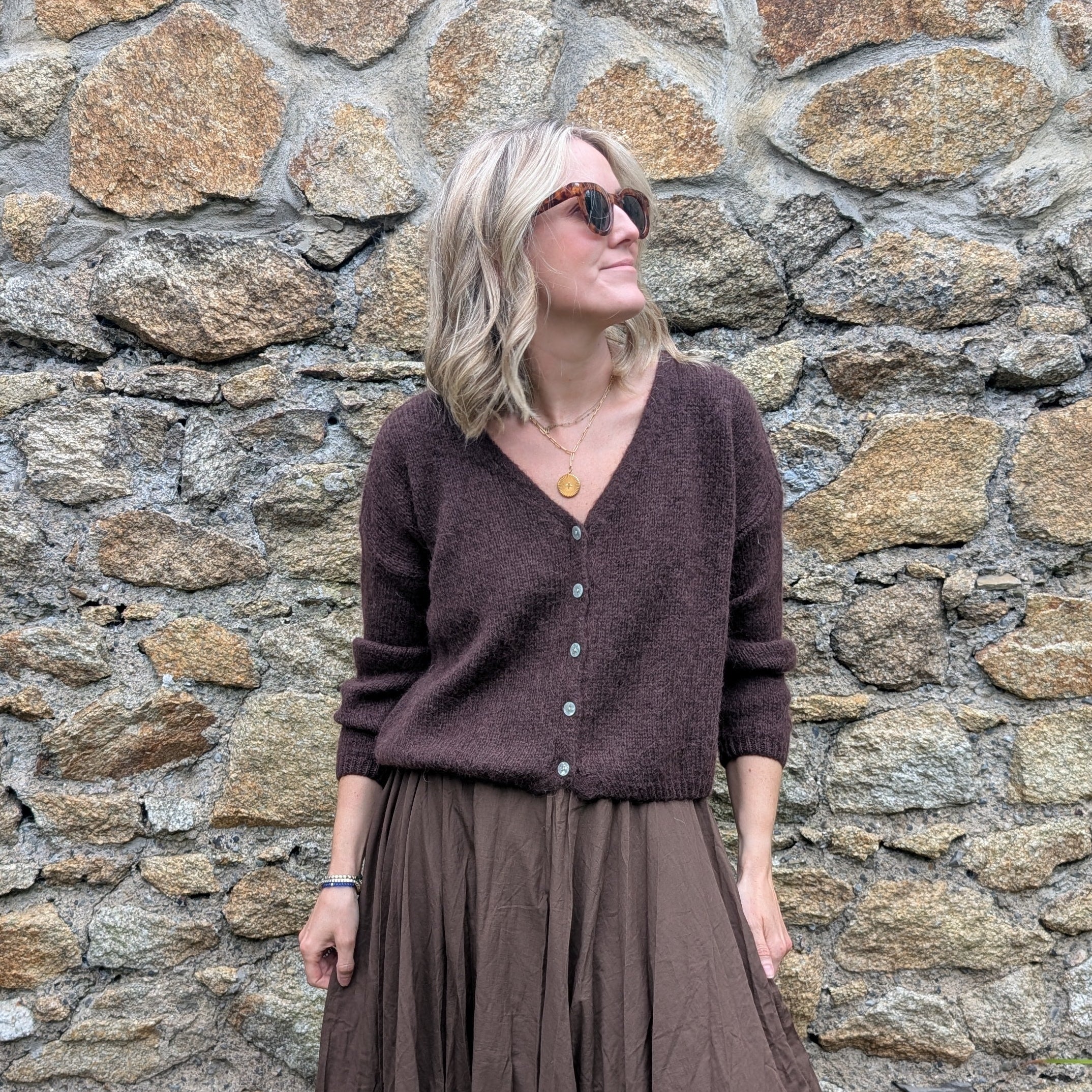 Mohair V Neck Knitted Cardigan - LNH Edit