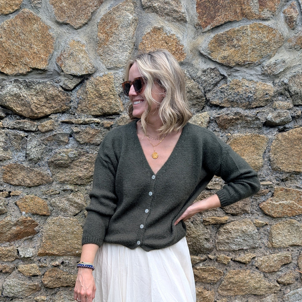 Mohair V Neck Knitted Cardigan-Jackets & Coats-LNH Edit