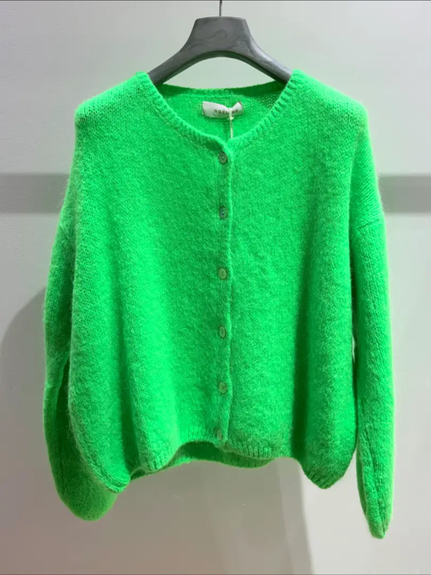Neon Green long Sleeve super soft Mohair Cardi