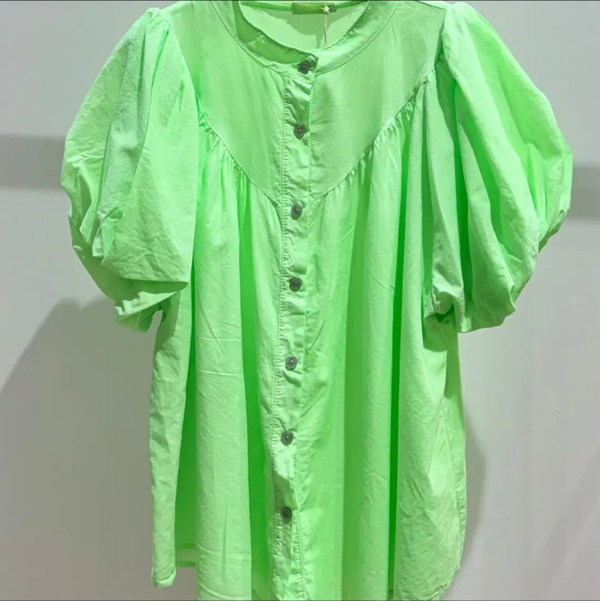 Neon Green Cotton Blouse-Shirts & Tops-LNH Edit
