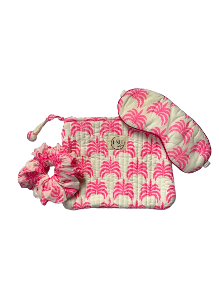 Pink Palm Cotton Sleep Accessories Gift Set--LNH Edit