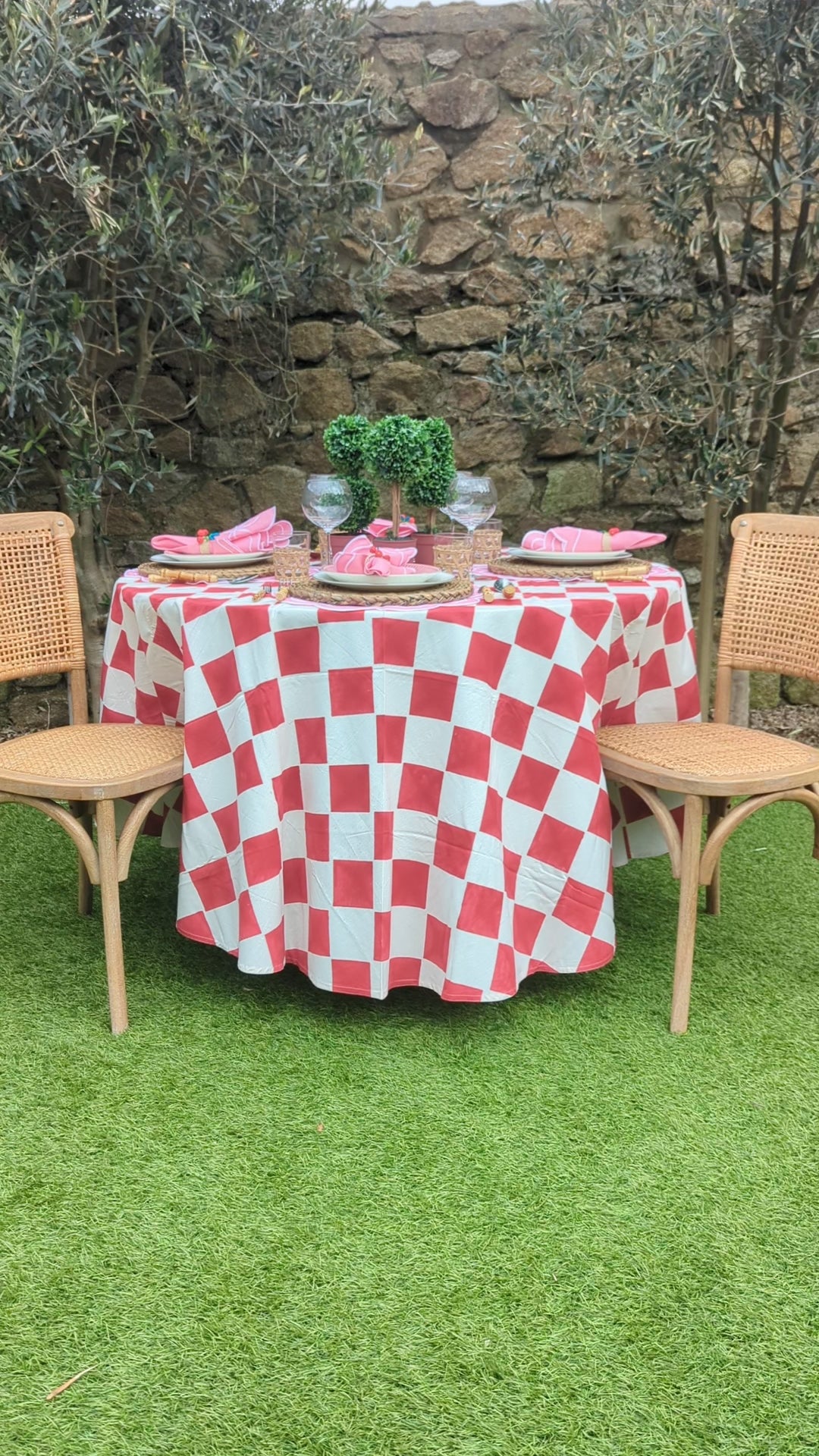 Circus Red Round Tablecloth