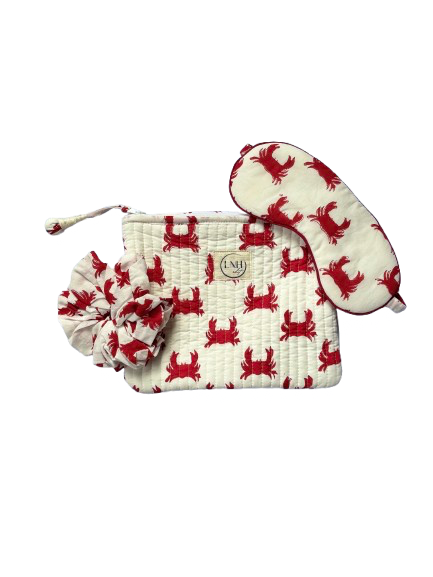 Red Crab Cotton Sleep Accessories Gift Set