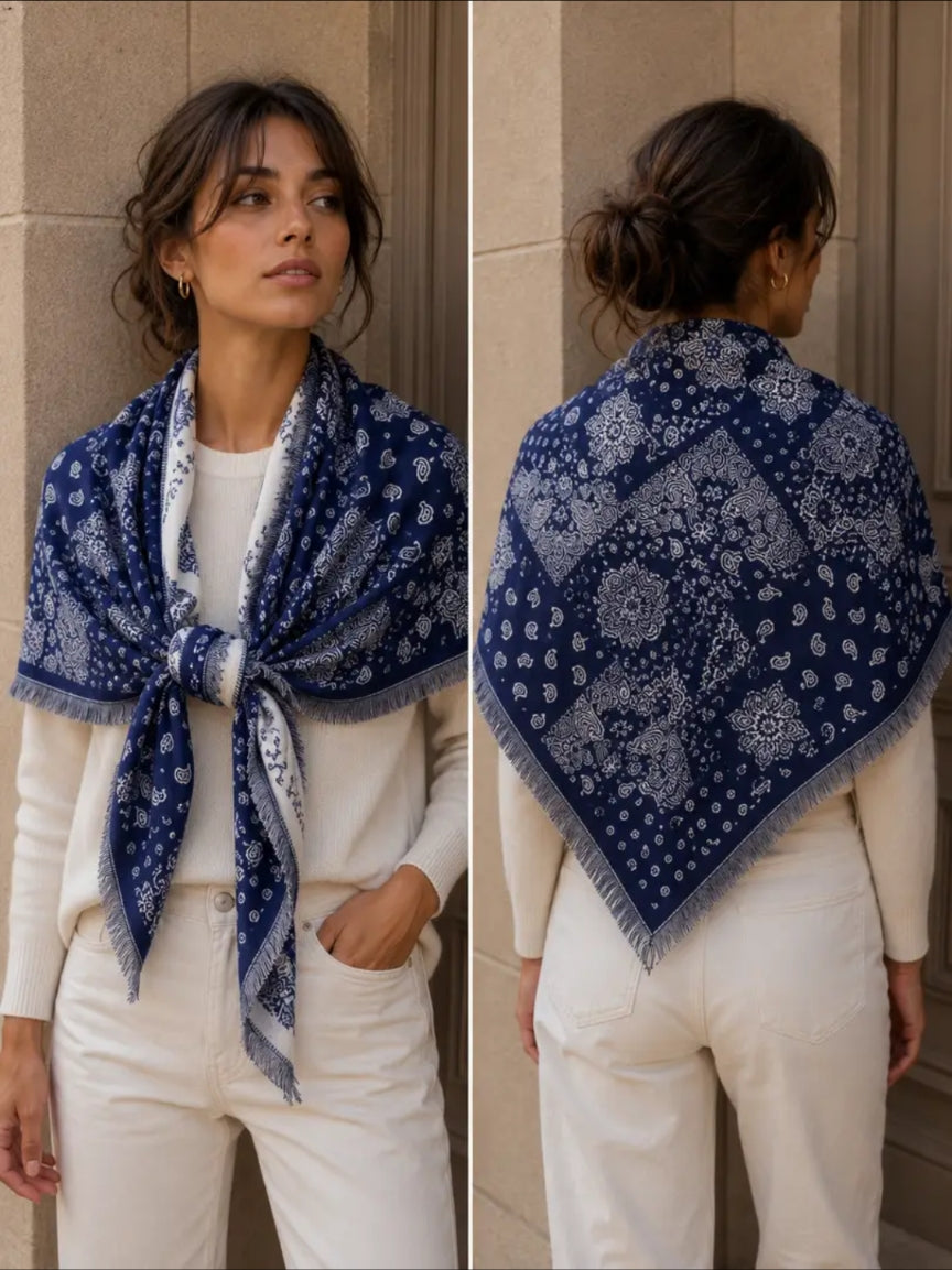 Large 2 in 1 Navy Scarf