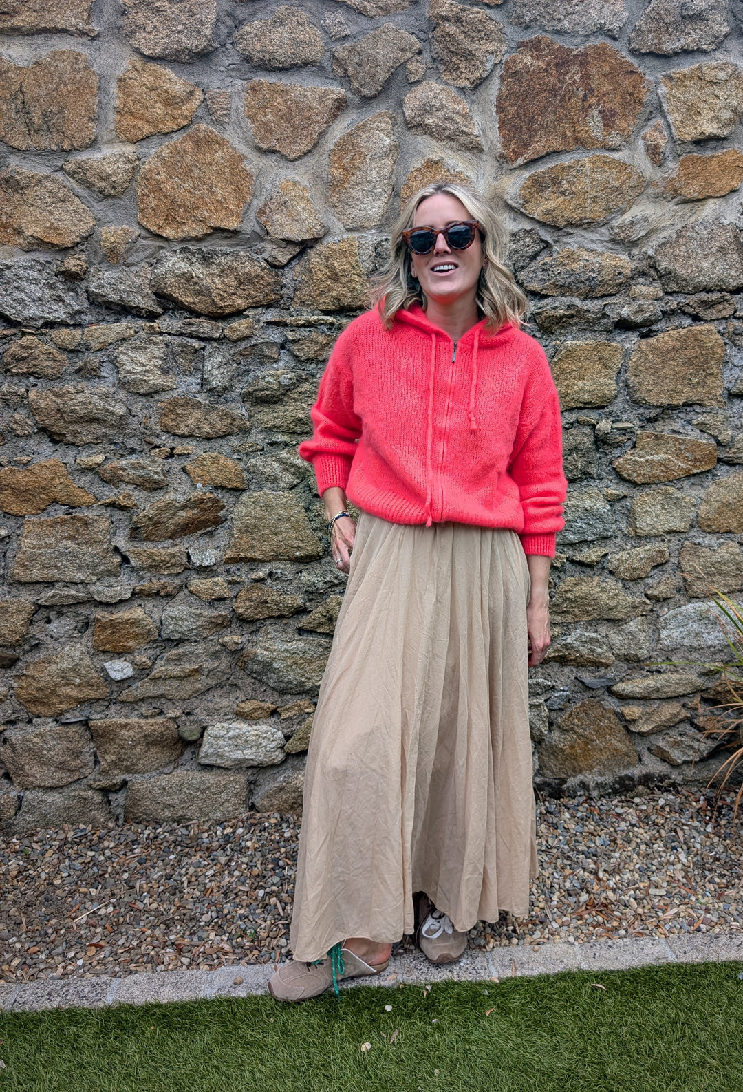 Kid Mohair Hooded Cardigan – Coral