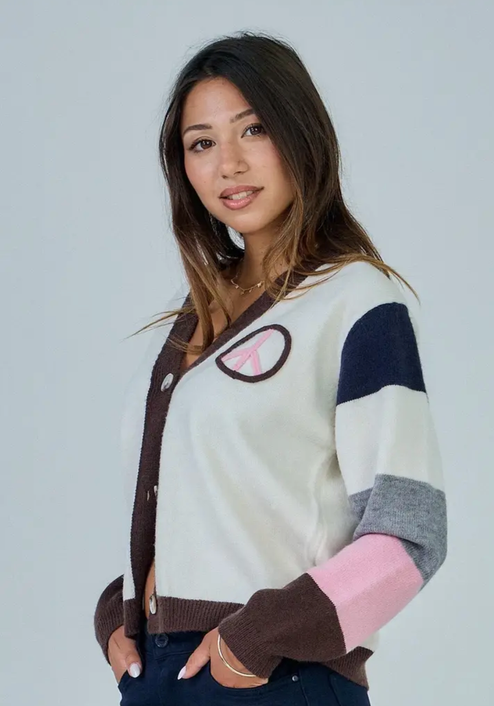 Multicolored peace cardigan-Shirts & Tops-LNH Edit