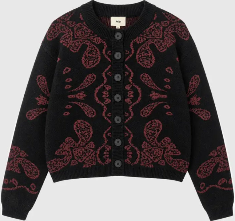 Black Paisley Cardigan