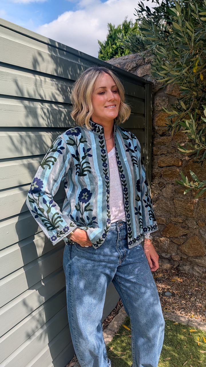 Embroidered Velvet Suzani Jacket | No. 077-Jackets &amp; Coats-LNH Edit
