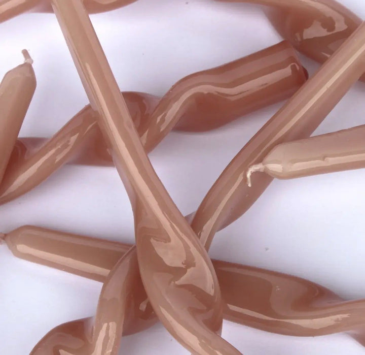 Twisted tapered candles powder pink