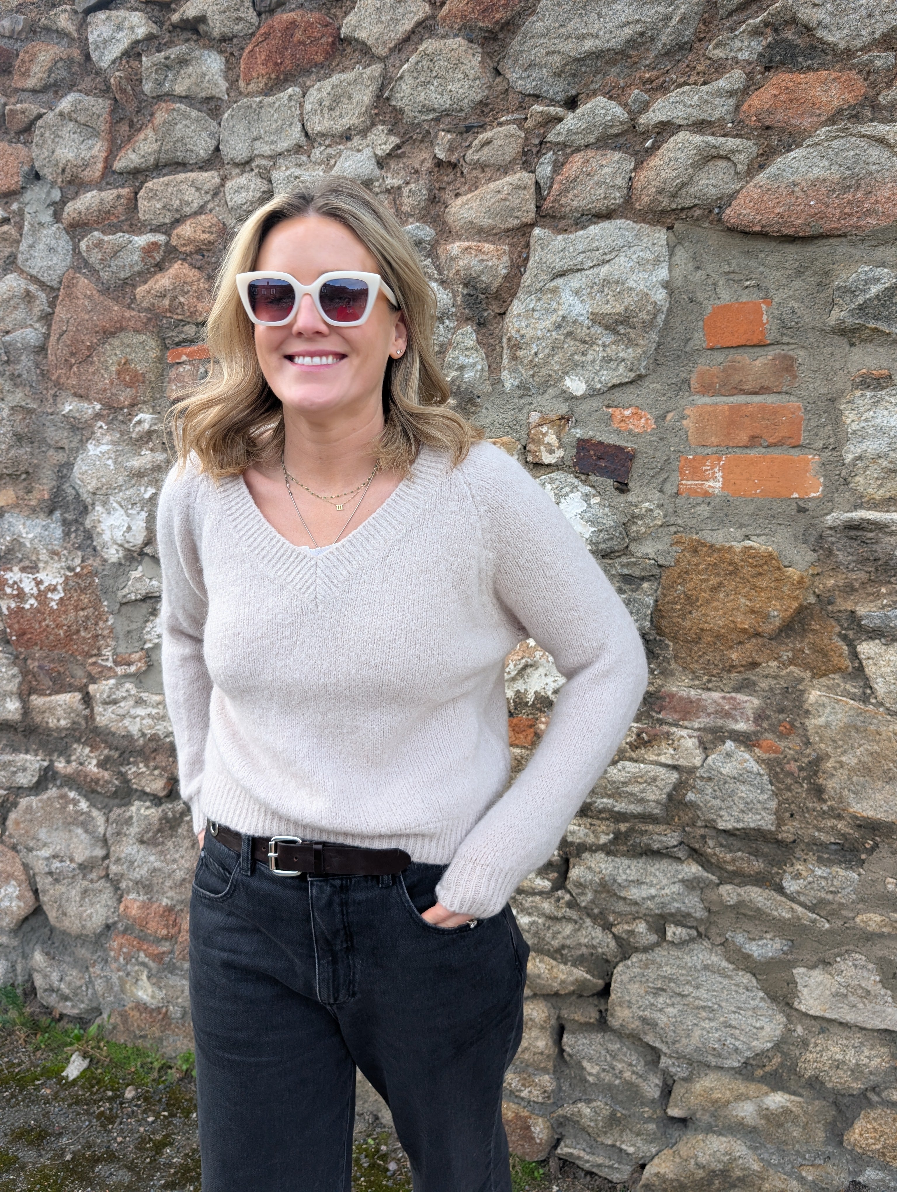 Mohair V Neck Knitted Sweater - LNH Edit