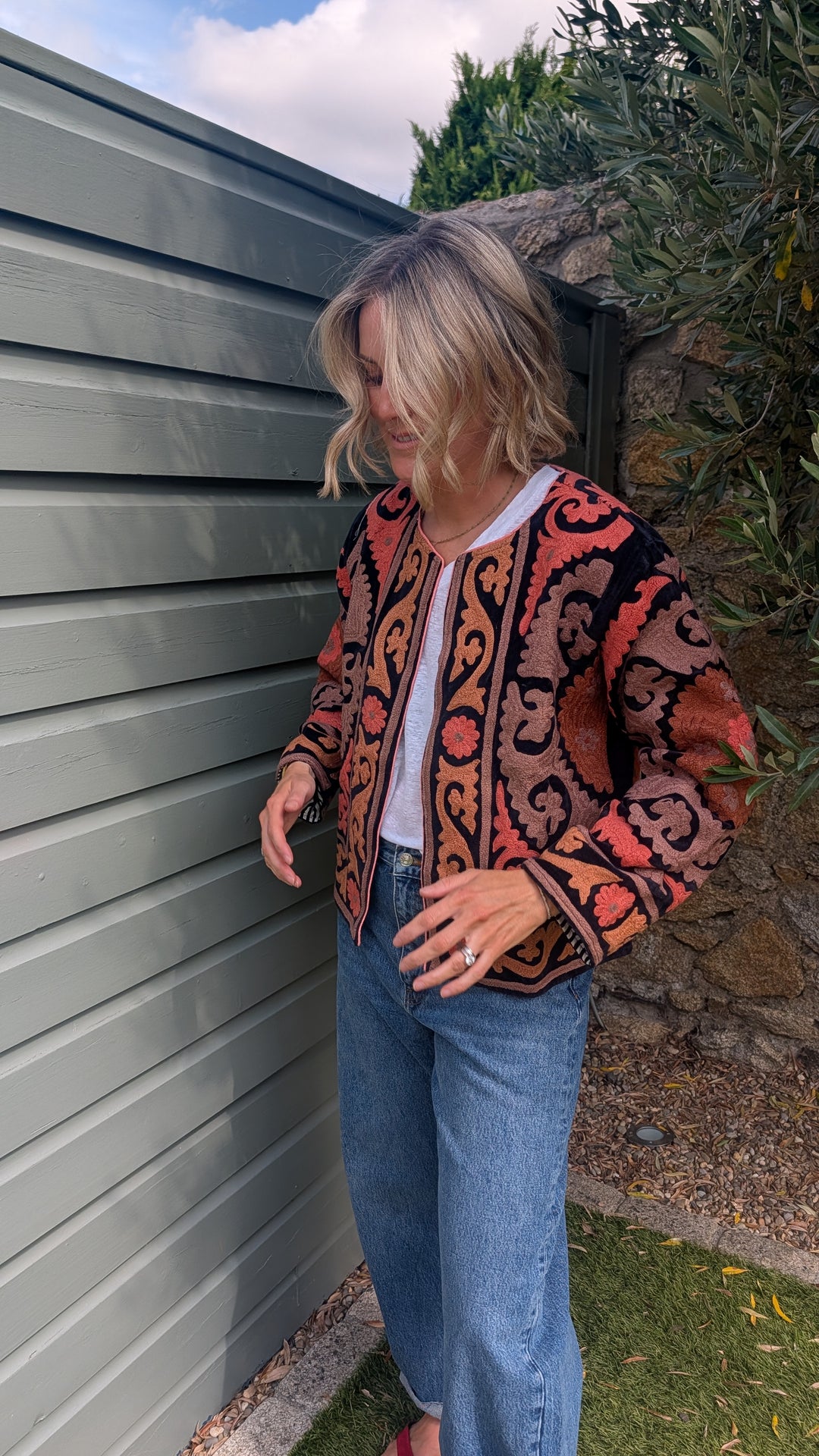 Embroidered Velvet Suzani Jacket | No. 078-Jackets &amp; Coats-LNH Edit