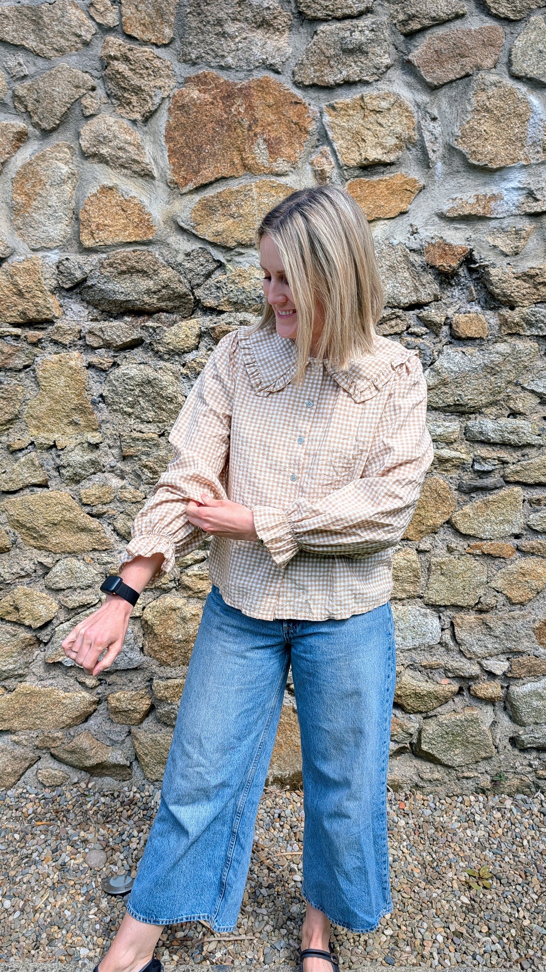 Beige gingham Blouse
