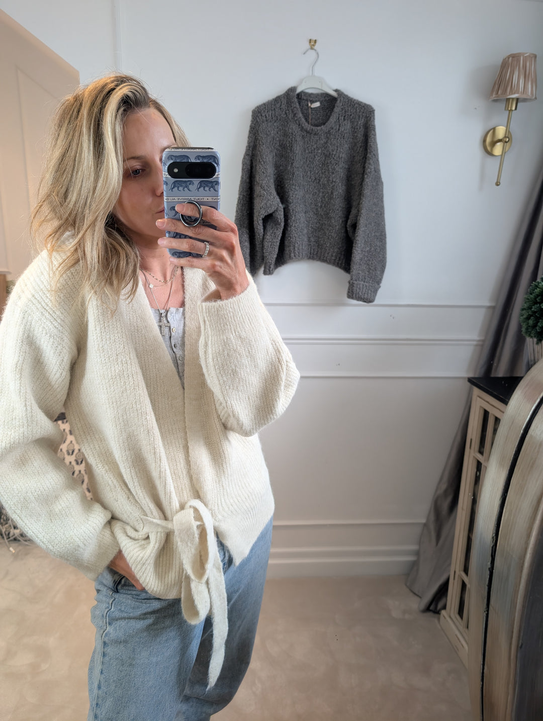 Cream Wrap-around cardigan