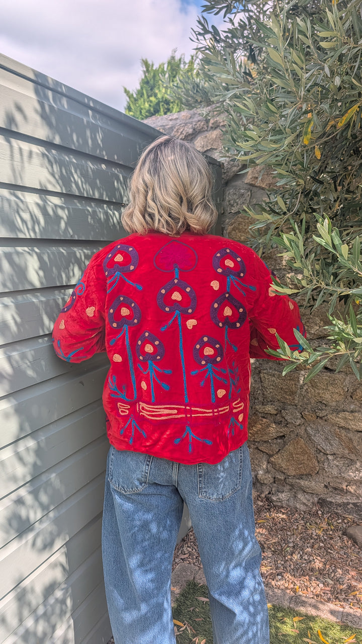 Embroidered Velvet Suzani Jacket | No. 087-Jackets &amp; Coats-LNH Edit
