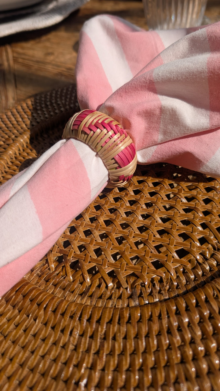 Pink braided napkin ring set of 4