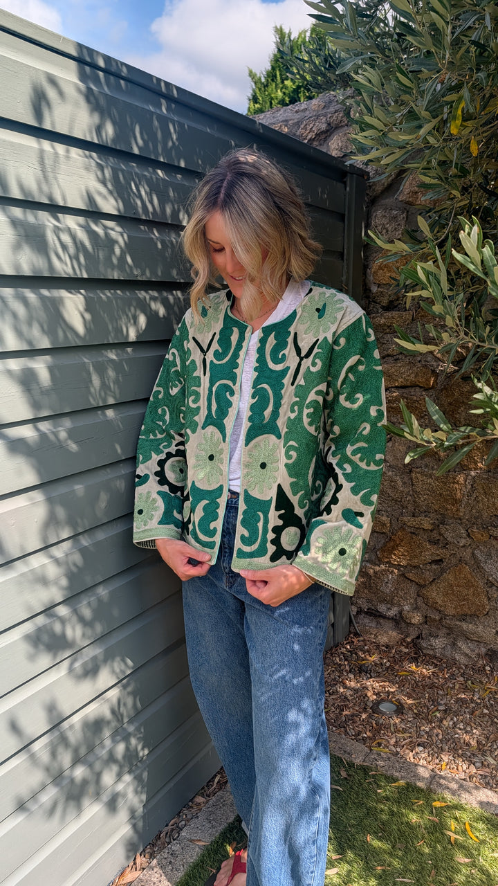 Embroidered Velvet Suzani Jacket | No. 080-Jackets &amp; Coats-LNH Edit